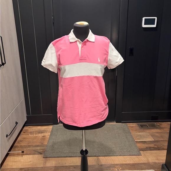 Ralph Lauren Sport Pink & White Striped Polo Shirt – Size M - Picture 3 of 5